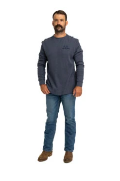 Realtree Men's Highwayman Navy Work Thermal Long Sleeve Shirt -Realtree C11217 NV front 02505.1693257933