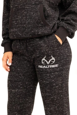 Realtree Women's Applejack Black Speckled Fleece Jogger -Realtree C30387 BK LOGO 26850.1693236458