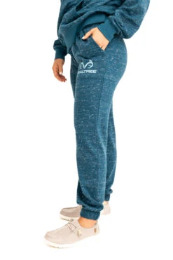 Realtree Women's Applejack Blue Speckled Fleece Jogger -Realtree C30387 BL SIDE 49391.1693236216