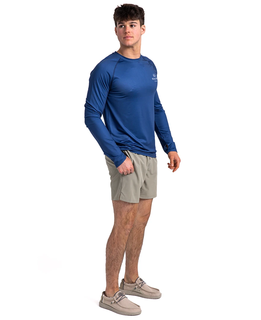 Realtree Fishing Flag Long Sleeve Performance Men's Raglan Blue Shirt 4 Realtree Fishing Flag Long Sleeve Performance Men's Raglan Blue Shirt - Image 4