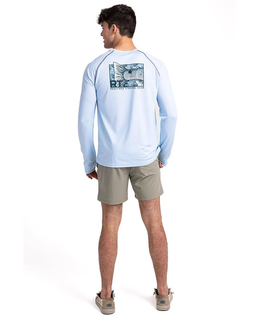 Realtree Fishing Long Sleeve Performance Men's Raglan Blue Shirt 2 Realtree Fishing Long Sleeve Performance Men's Raglan Blue Shirt - Image 2