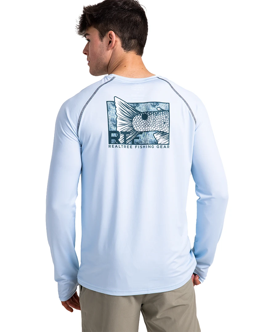 Realtree Fishing Long Sleeve Performance Men's Raglan Blue Shirt 1 Realtree Fishing Long Sleeve Performance Men's Raglan Blue Shirt