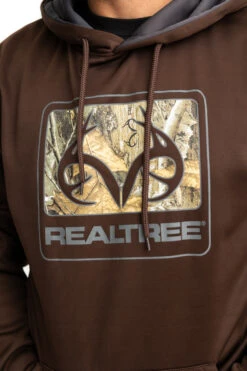 Realtree Men's Coldsnap Brown Performance Hoodie -Realtree RJOFH11235 B200 LOGO 13906.1693240829