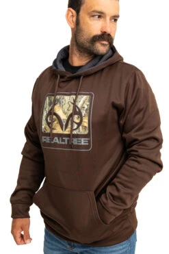 Realtree Men's Coldsnap Brown Performance Hoodie -Realtree RJOFH11235 B200 TURNED 23530.1693240829