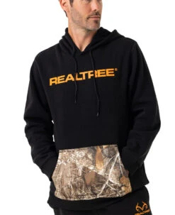 Realtree Men's Black Fleece Camo Pocket Hoodie | EDGE