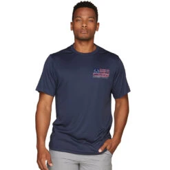 Realtree Men's Plymouth Fishing Short Sleeve Performance Shirt -Realtree RRTTS11192 NAVY FRONT 41798.1675117046