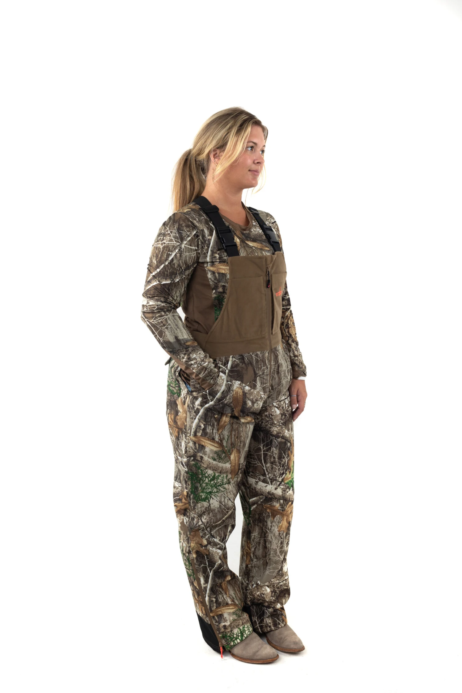 Women's Realtree Camo Cedar Branch Insulated Waterproof Bibs | EDGE 4 Women's Realtree Camo Cedar Branch Insulated Waterproof Bibs | EDGE - Image 4