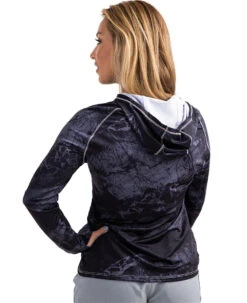 Realtree Fishing Hooded Long Sleeve Performance Women's Black Raglan Shirt | WAV3 -Realtree W105 WB BACK.JPG 42338.1682457801