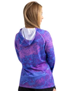 Realtree Fishing Hooded Long Sleeve Performance Women's Purple Raglan Shirt | WAV3 -Realtree W105 WP BACK.JPG 39258.1682458000