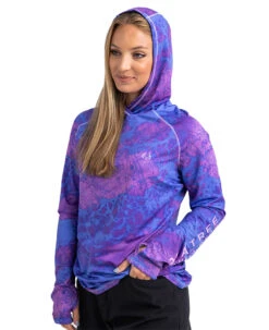 Realtree Fishing Hooded Long Sleeve Performance Women's Purple Raglan Shirt | WAV3 -Realtree W105 WP HOOD.JPG 59728.1682458000