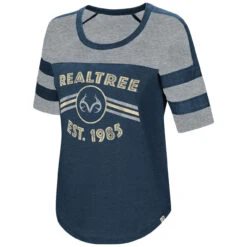 Realtree Women's  Double Stripe Burnout Shirt -Realtree Womens Double Stripe Burnout Short Sleeve Shirt Navy 83621.1560870963