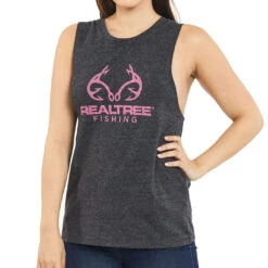 Realtree Women's Fishing Tie-Back Tank -Realtree womens fishing tie back tank Black 89332.1560871345