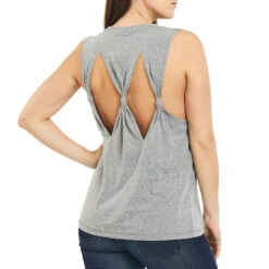 Realtree -Realtree womens fishing tie back tank gray back 02171.1560871341